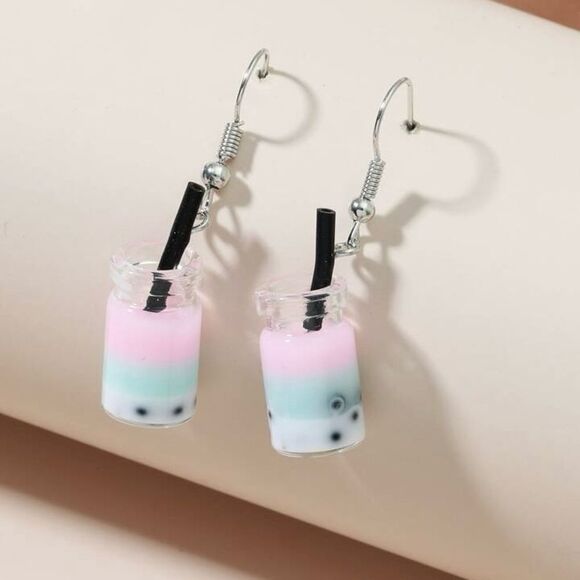 Drink Bottle Boba Milk Tea Drop Earrings - Picture 1 of 2